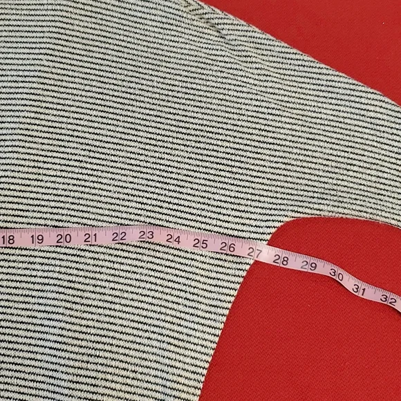 Cowl neck wrap across lightweight striped long sleeve sweater top Small - Picture 3 of 8